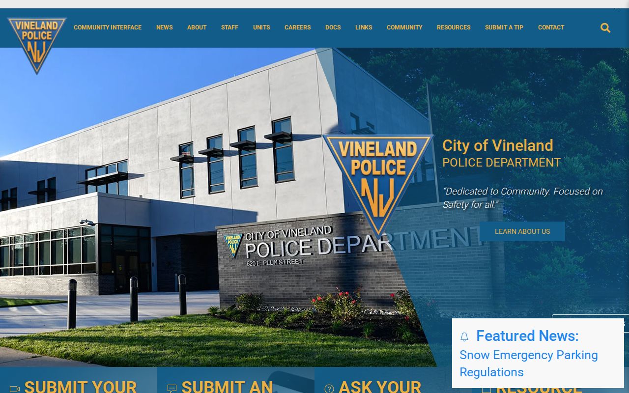 Vineland Police Department criminal records headquarters information