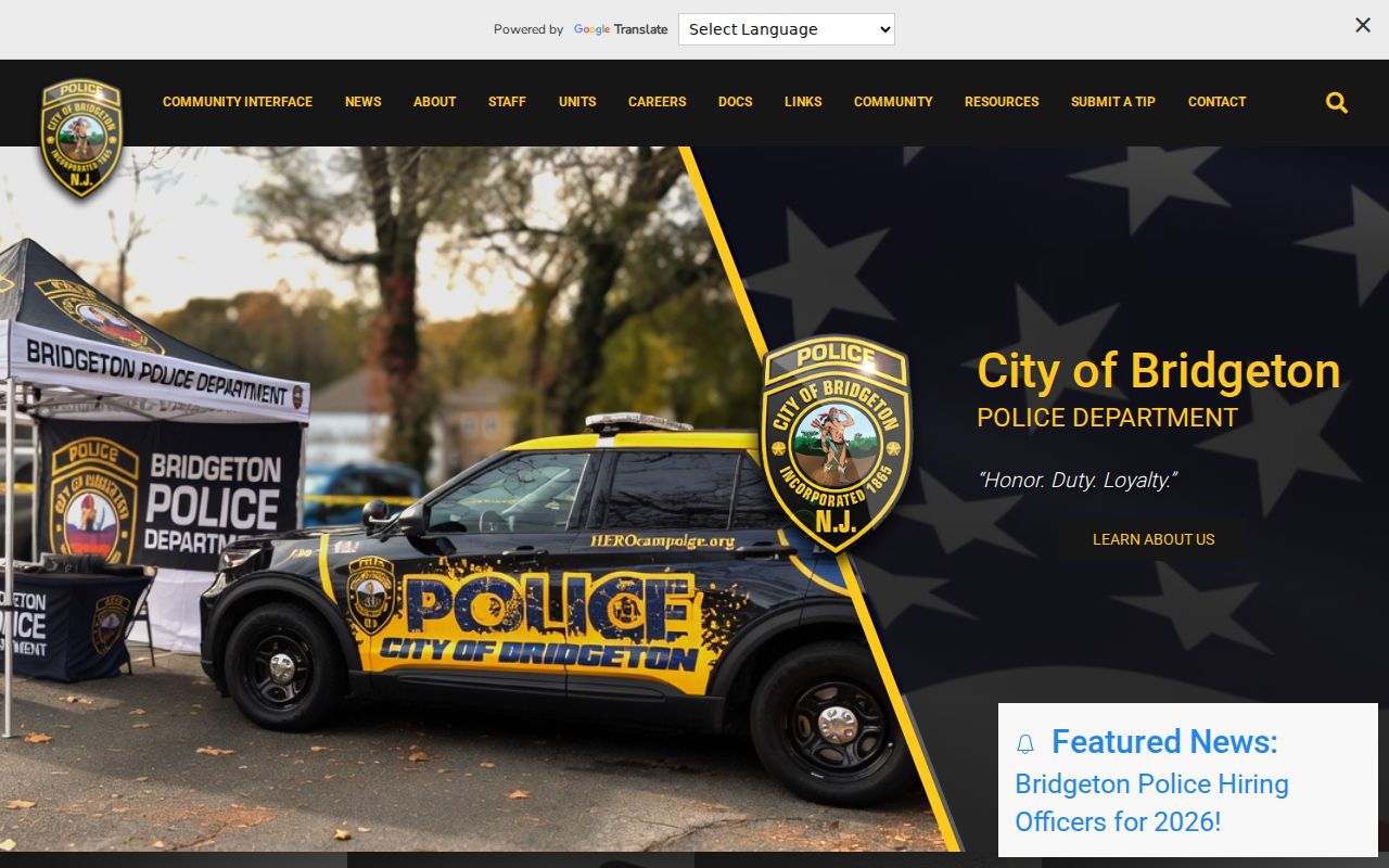 Bridgeton Police Department criminal records operations