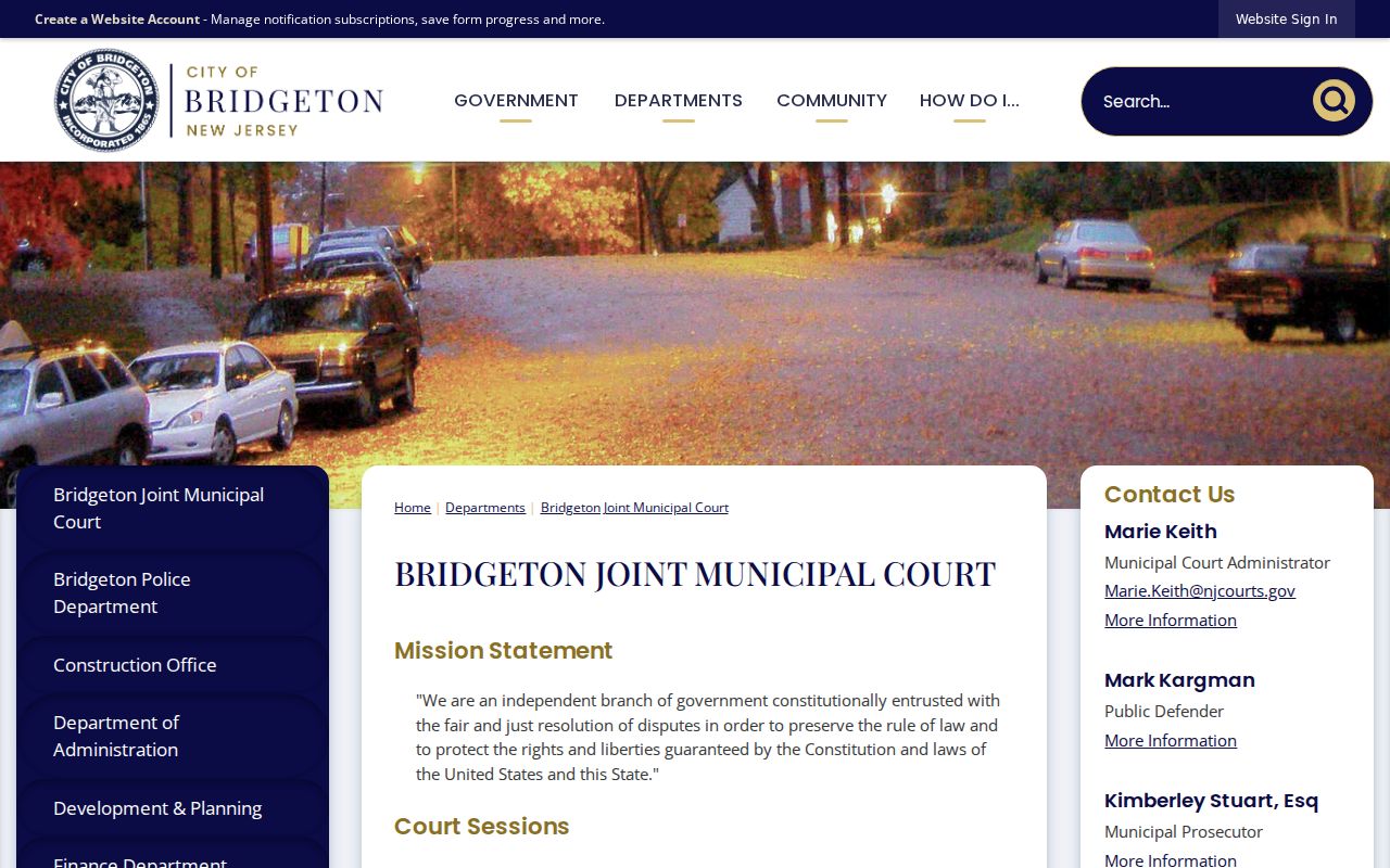 Bridgeton Joint Municipal Court criminal records access